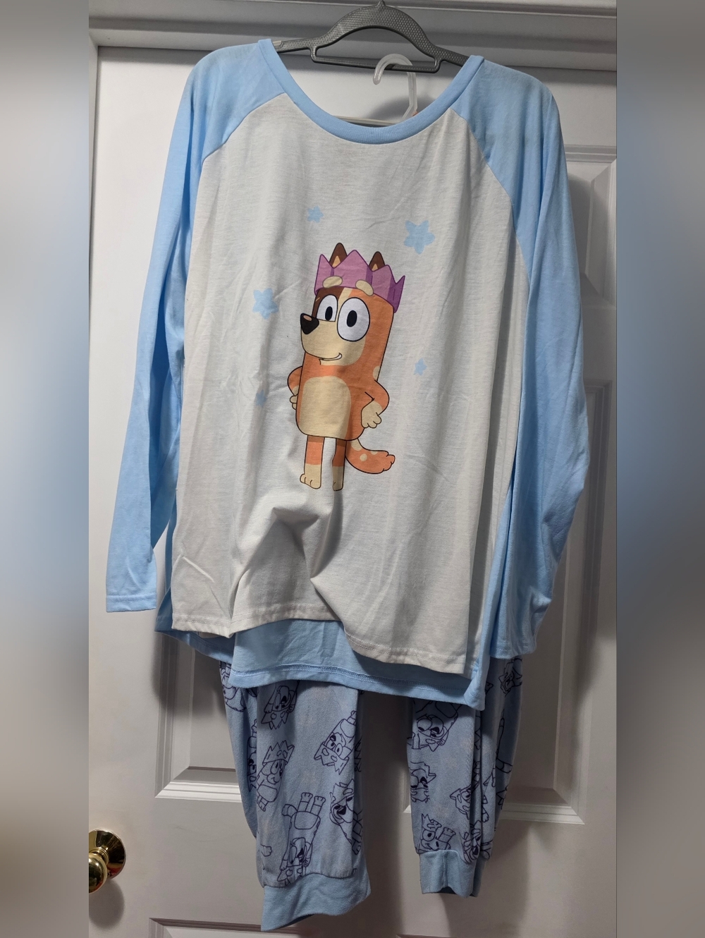 Women’s Light Blue Character Long-Sleeve Pajama Set